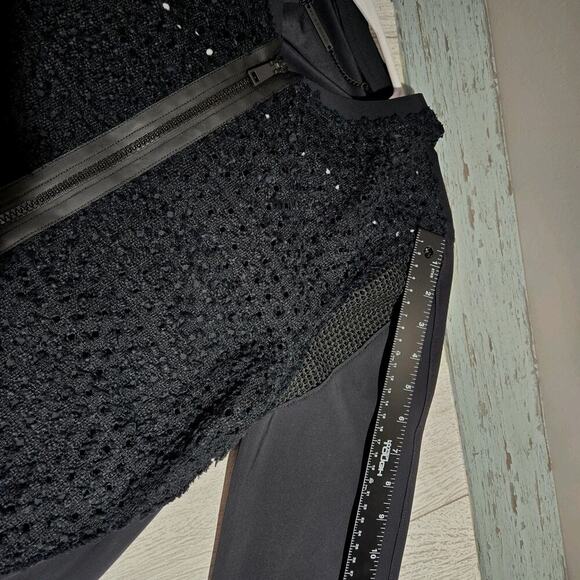 Elie Tahari Black Mesh Front & Trim Zip Front Blazer Moto Grunge Punk MEDIUM - Picture 10 of 12